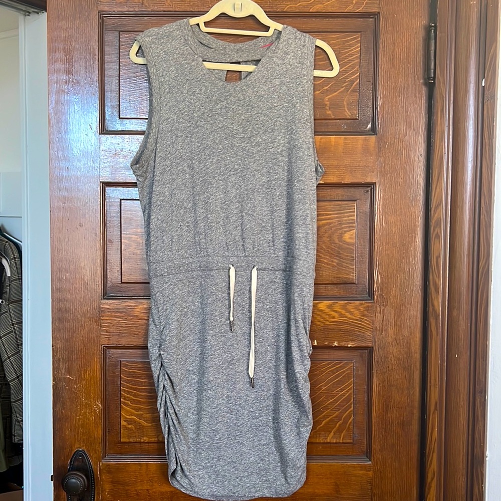 Philanthropy, cotton dress, ruched, sides, drawstring.